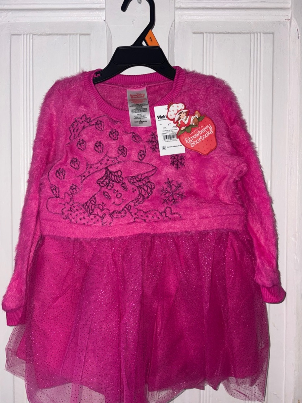 Disney Pink Strawberry Shortcake Fuzzy Tulle Party Dress